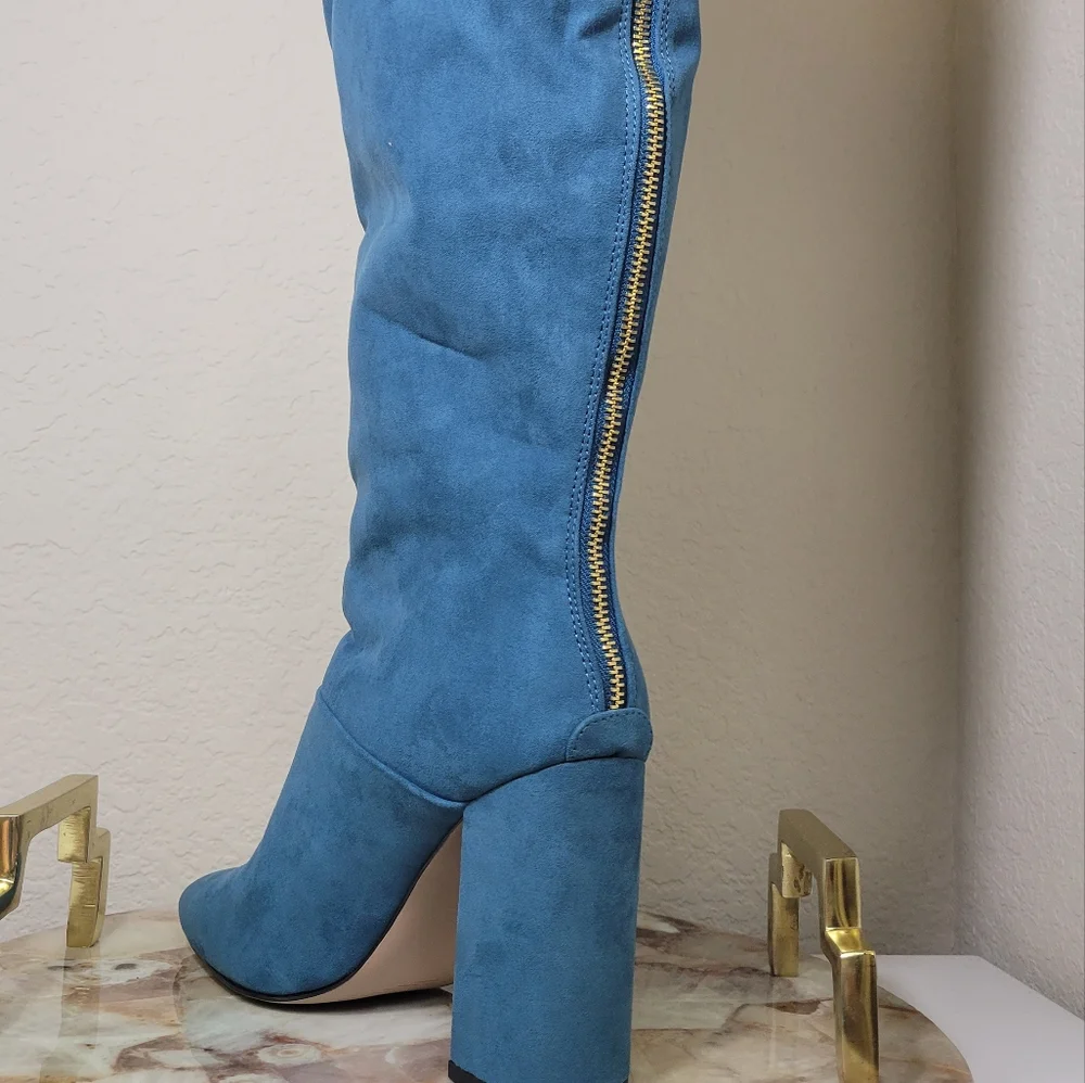 Turquoise Knee High Boots - Picture 5 of 10